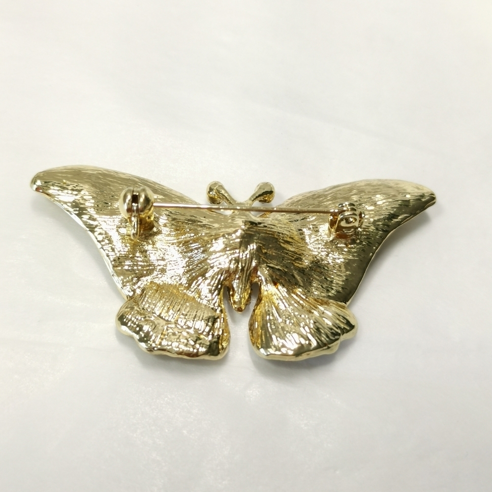 Topaz Crystal butterfly brooch pin in gold tone ๐ - Picture 5 of 7